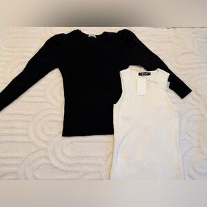 Black Sweater & White Sleeveless Sweater Knit Tops